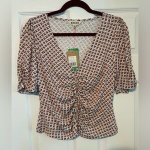 NWT Anthropologie BODEN Rusched Front floral top. Size 10